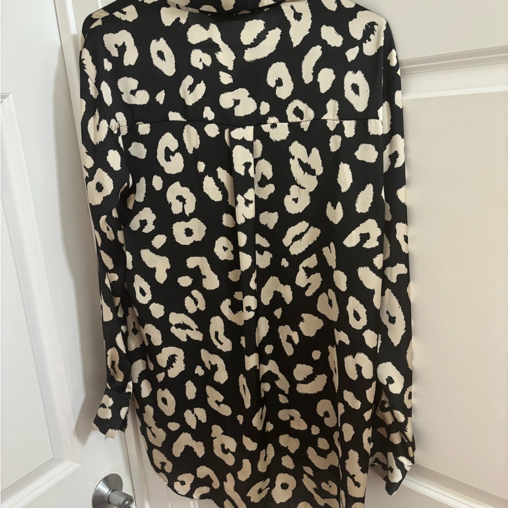 Zara Black and Cream Leopard Print Women's blouse